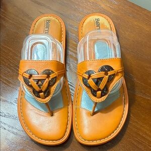 Born Women’s Orange Sandals with Button Like Details 11W